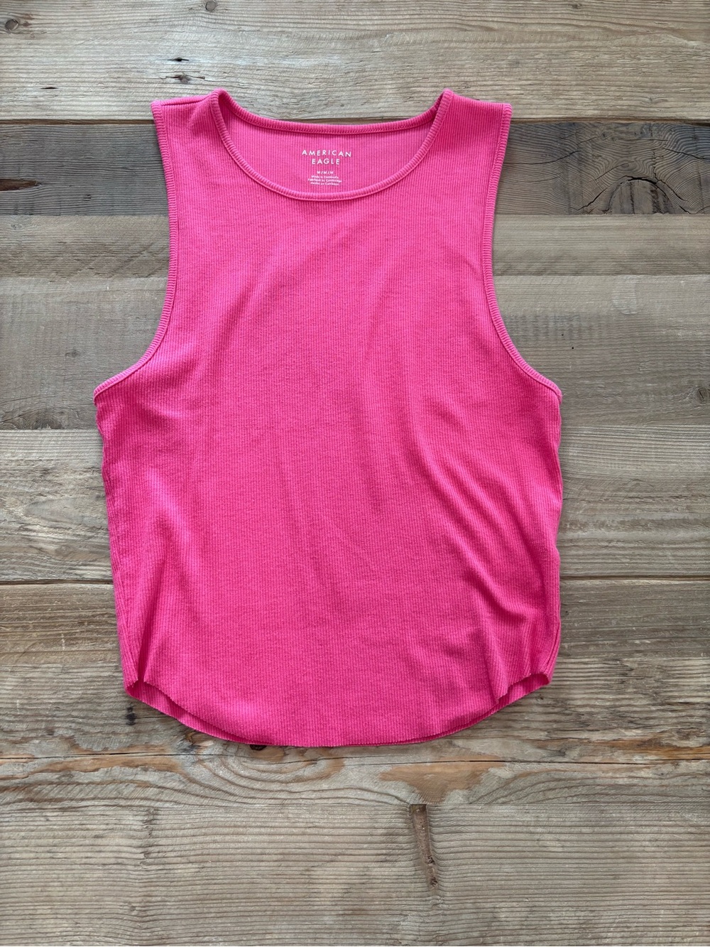 American Eagle Outfitters Hot Pink Ribbed Muscle Tank
